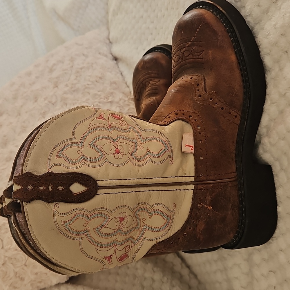 Womens Justin Gypsy Brown and Cream Western Boots Size 6.5B - Picture 15 of 15